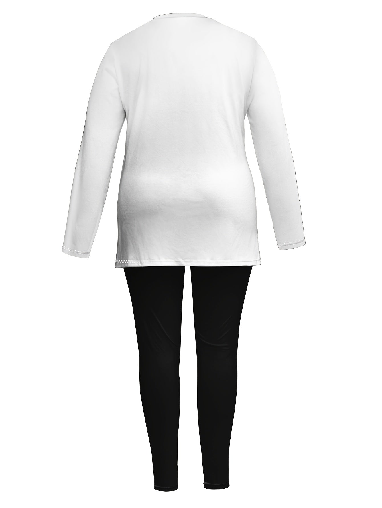 Women's Casual Two-Piece Set with Floral Print Long Sleeve Round Neck Top and Tight Pants, Comfortable Fit Regular Casual Suit for Spring and Autumn